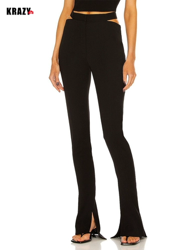 Приталенные черные штаны для отдыха, коллекция 2021, высокая талия