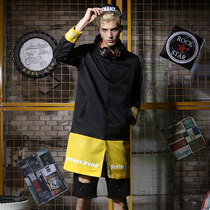 GENANX Lightning Tide Brand Hairstylist Mens Tide New Fashion Spring Splice Contrast Tide Hooded Tide