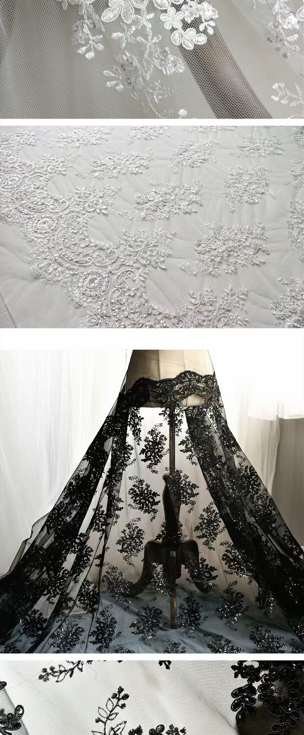 Lông mi ren sequin thêu ren thủ công DIY cô dâu đám cưới chất liệu quần áo rèm vải vải - Vải vải tự làm cotton thô