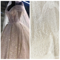 Star Spike Pearl Bright Sheet Embroidery Transparent Mesh Yarn Fabric One-piece Dress Dress Diy Material Hand Decorated Children Clothing