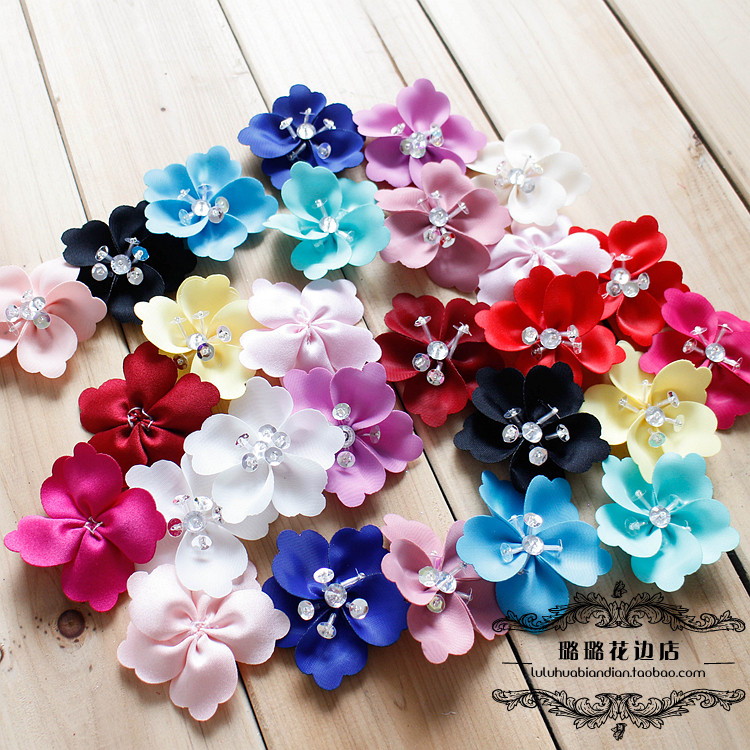 Multi-color three-dimensional satin small flower beaded handmade DIY materials Wedding headdress accessories Clothes decoration accessories