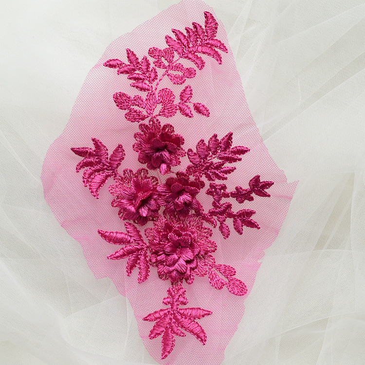Handgefertigte Perlen 3D Hochzeitskleid-Applikation, DIY Braut-Kopfschmuck, Elfenbeinweißer Spitzenkragen, Stoff-Patch, RS1167, 10 Stück – Detail 13