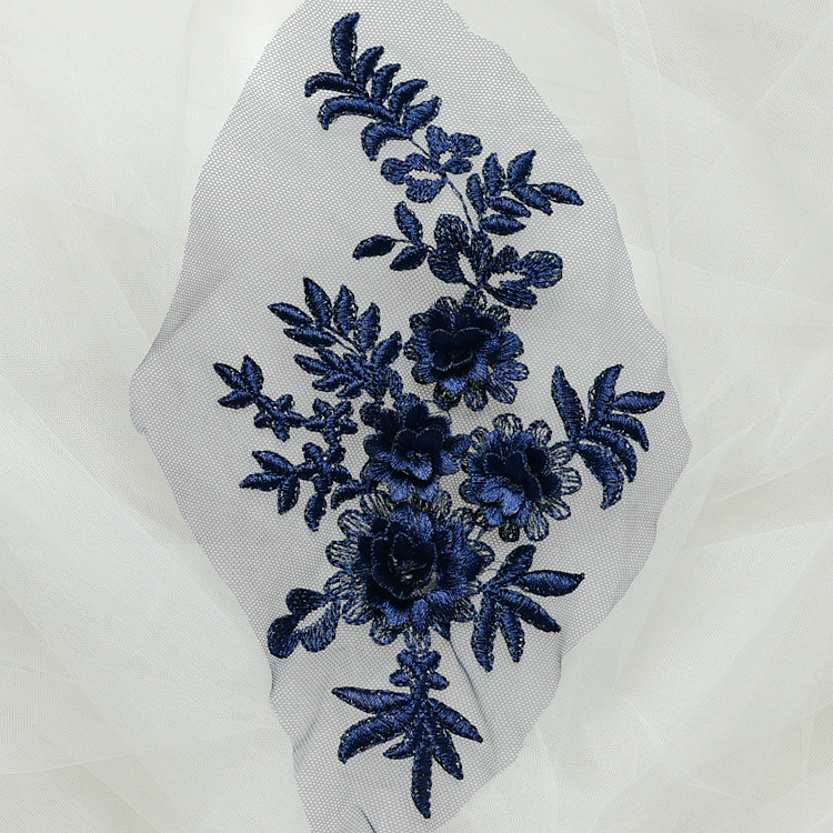 Handgefertigte Perlen 3D Hochzeitskleid-Applikation, DIY Braut-Kopfschmuck, Elfenbeinweißer Spitzenkragen, Stoff-Patch, RS1167, 10 Stück – Detail 9