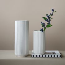 ladylike simulation flower white vertical stripe dried flower vase Ceramic Vase ornaments living room flower arrangement