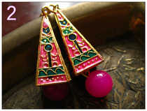 India imported handmade copper wire silk enamel cloisonne classical exquisite candy earrings small pagoda New