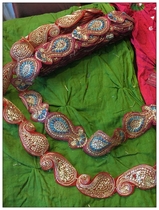 Indian imported shaped phoenix tail embroidered sequins red lace embellished decorative webbing about 3 8CM wide