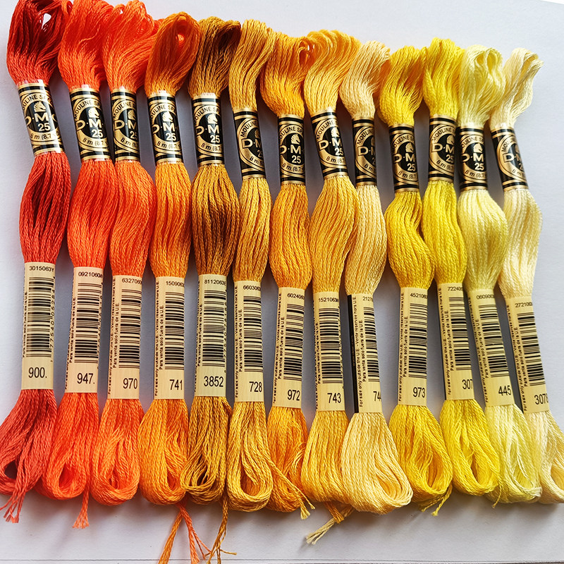 French DMC Cross Embroidery Line 25 cotton line 13 color yellow cotton line DMC embroidery line of European method embroidery line