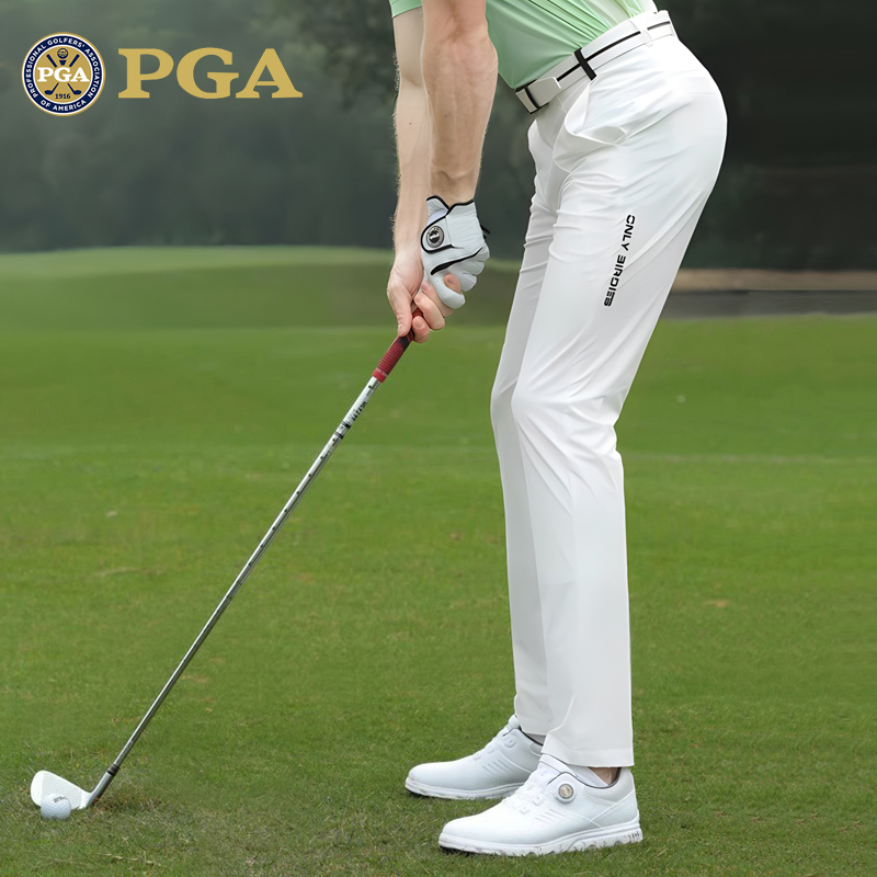 American Pga Elastic Waistband Golf Pants for Men, Summer Sports Trousers, Laser Perforated Breathable High-Elastic Men's Pants