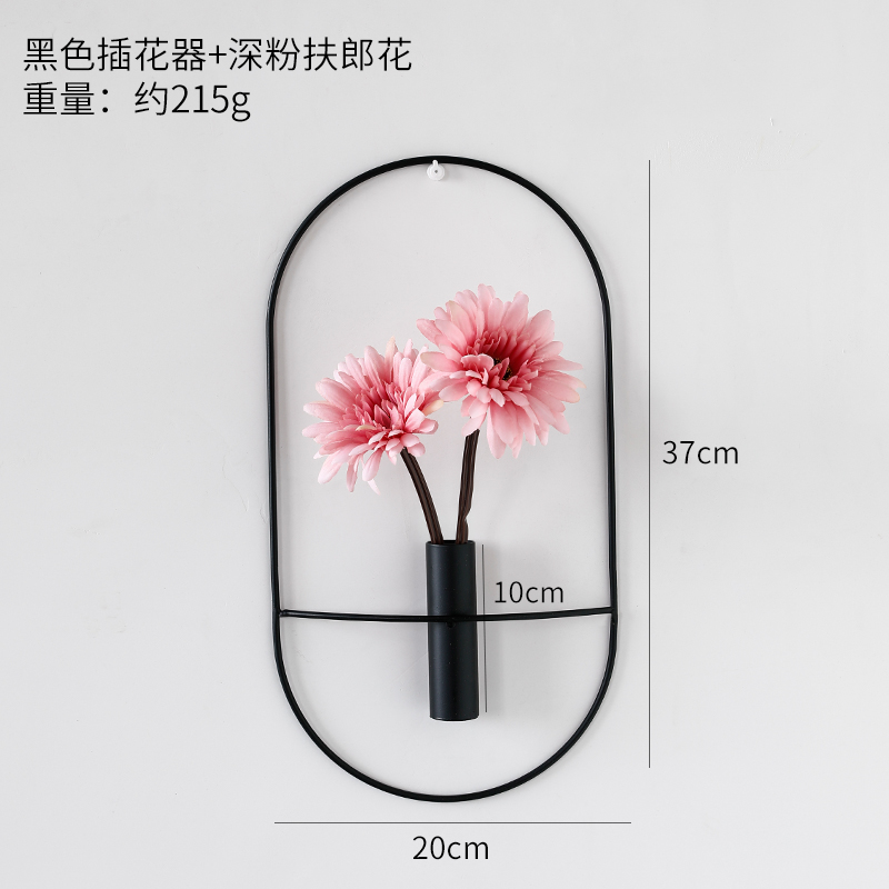 Oval Flower Arrangement Black + Dark Pink HibiscusLight luxury Metal Wall hanging Wall decoration Home Furnishing Soft outfit collocation a living room bedroom wall Pendant Northern Europe ins Hanging decoration