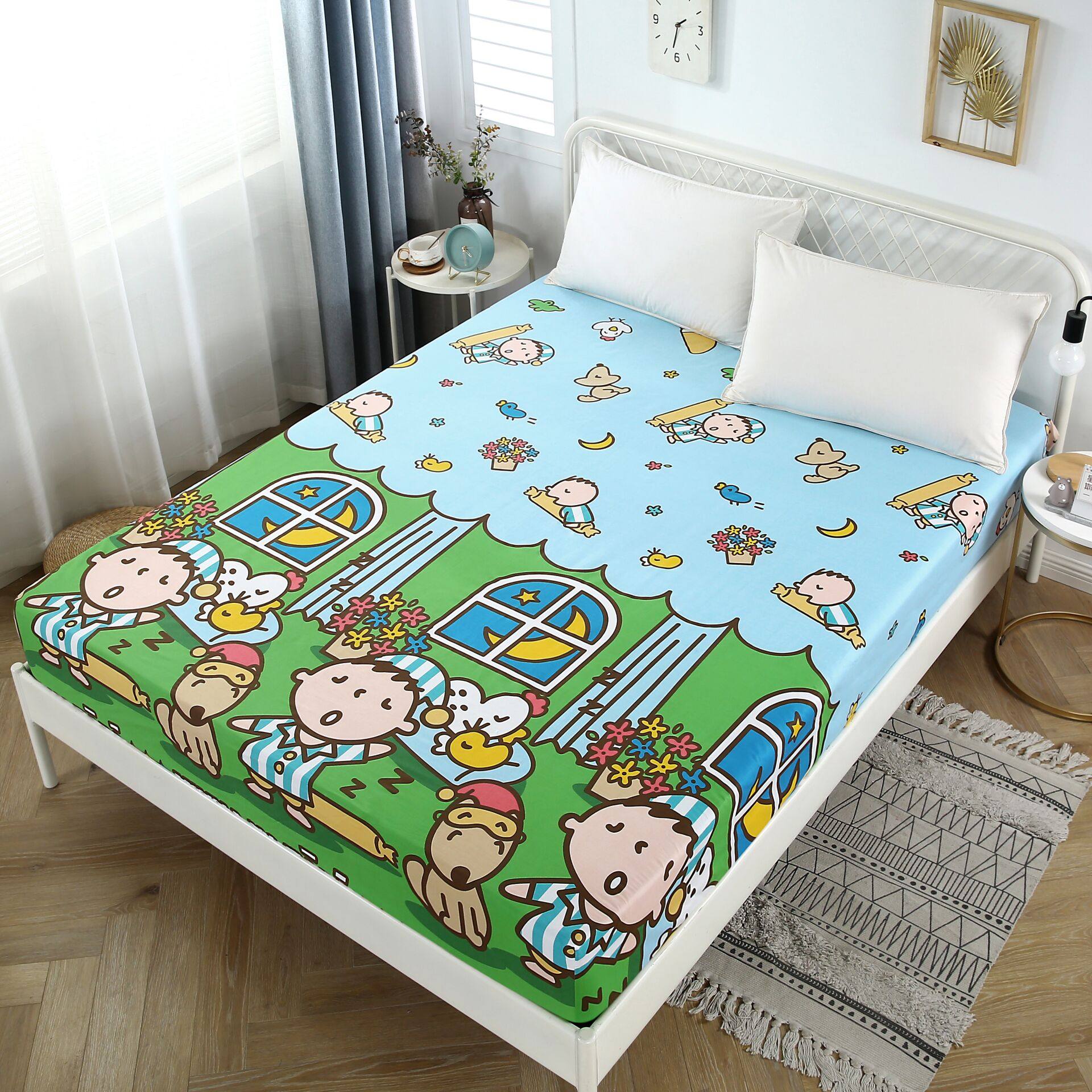 Cotton Big Mouth Fitted Boys Cartoon Bed Cover Cotton Tabo Up and Down High and Low Bed Protection Dust Cover Single Double