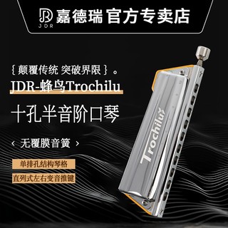 Jdr Jia Derui Hummingbird Blue 10-Hole Chromatic Harmonica Blues C Key Authentic High-End Professional