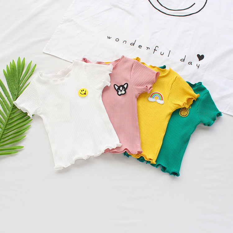 Summer 1 girl's short-sleeved T-shirt 2 boy's baby t-shirt 3-year-old baby half-sleeved small children's clothing foreign style top thin section
