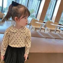 2022 Spring and autumn season Childrens temperament sweet and long sleeves T-shirt girl baby turning comfortable round point blouses blouses
