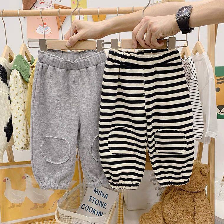 Children's trousers 2021 new Korean children's clothes boys and girls striped pants baby loose casual pants tide