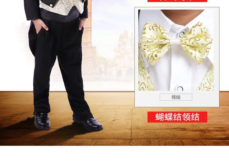 Phiên bản Hàn Quốc Trang phục trẻ em Bộ đồ bé trai Bộ đồ tuxit Ngày thiếu nhi biểu diễn Piano Cô gái tổ chức trang phục phù hợp váy dài tay bé gái