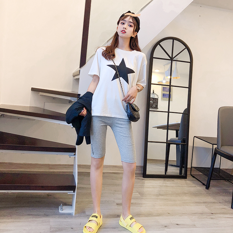 Mùa hè đen thể thao chạm đáy năm điểm quần short phụ nữ mặc cotton mỏng phần thời trang thể dục bó sát kéo dài 5 điểm quần short - Quần short quần short nữ thời trang