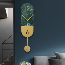 Nordic marble metal light luxury creative wall clock clock clock living room modern simple atmospheric wall watch personality clock