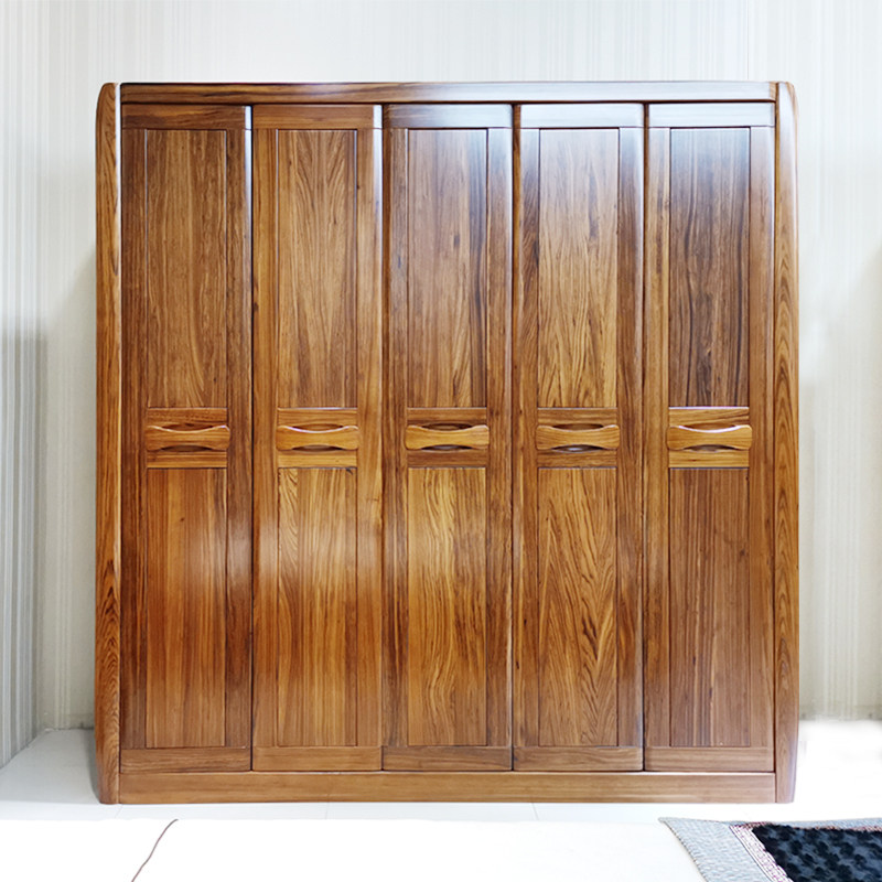 Yimu Shihan Ebony Wood Solid Wood Wardrobe Log All Solid Wood Bedroom Assembly Simple Modern Chinese Furniture