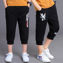 Boy pants summer clothing slim fit 2022 new CUHK Sport Casual Pants Summer Mid Pants Children Seven Pants Tide