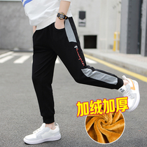 2021 New Winter Clothing Boy Pants Plus Suede Middle School Boy Casual Child Clothing Children Sports Long Pants Fall Han Edition Tide