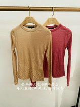 South Korea Import Spot 2022 Spring Festival NEW TALK TALK Round Lead Long Sleeve Pure color beat cotton T-shirt 15X