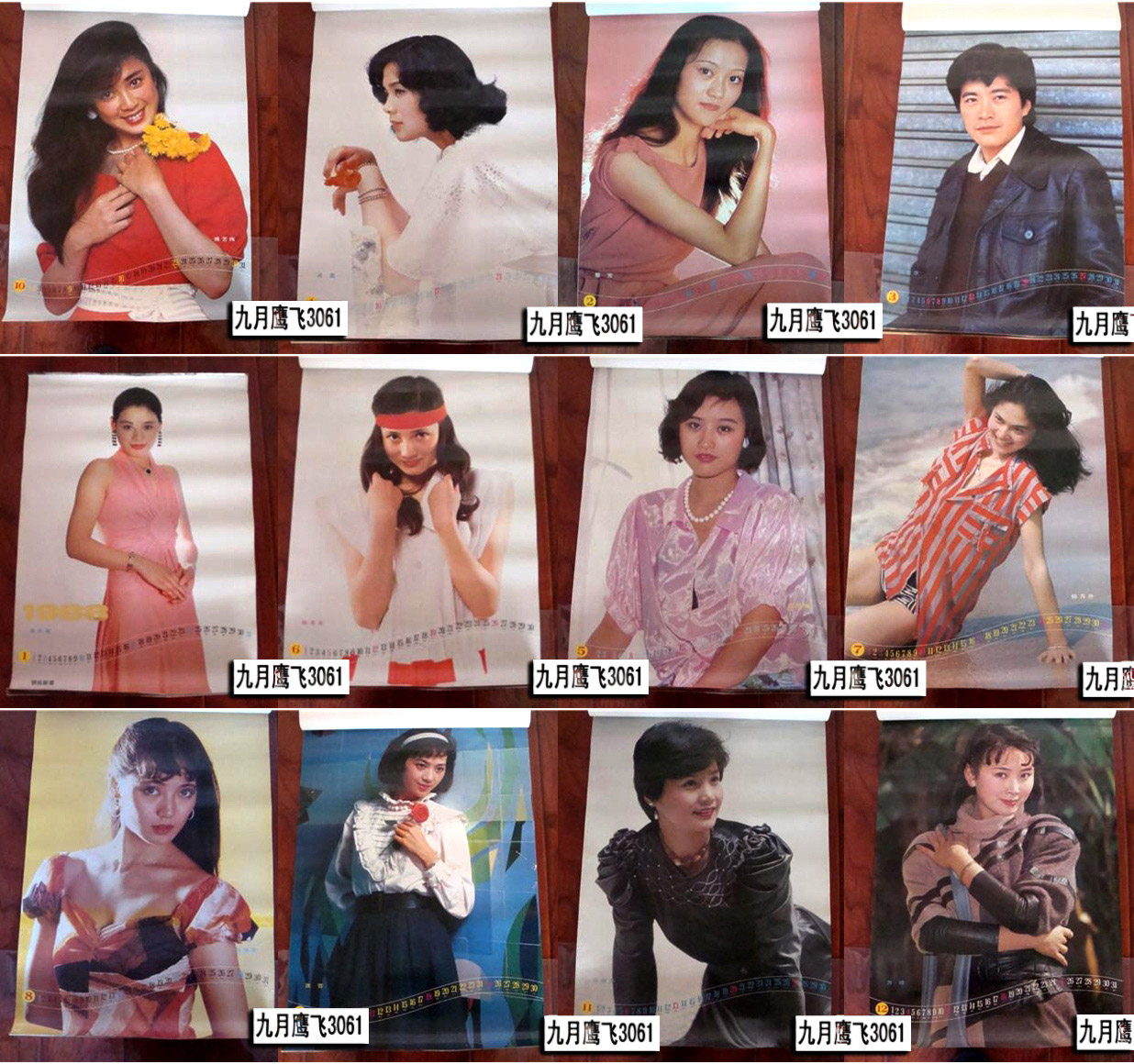 1988 Calendar Silver Garden Nova (Li Fengxiu Cai Fangsheu Gong Fu Ywei and other 12 pieces)