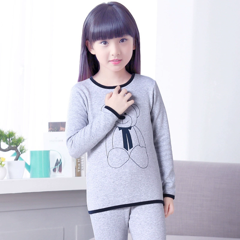 Đồ lót trẻ em bộ đồ lót cotton cho bé gái cotton áo len cho bé Bộ đồ ngủ mùa thu quần dài quần cộng với nhung dày