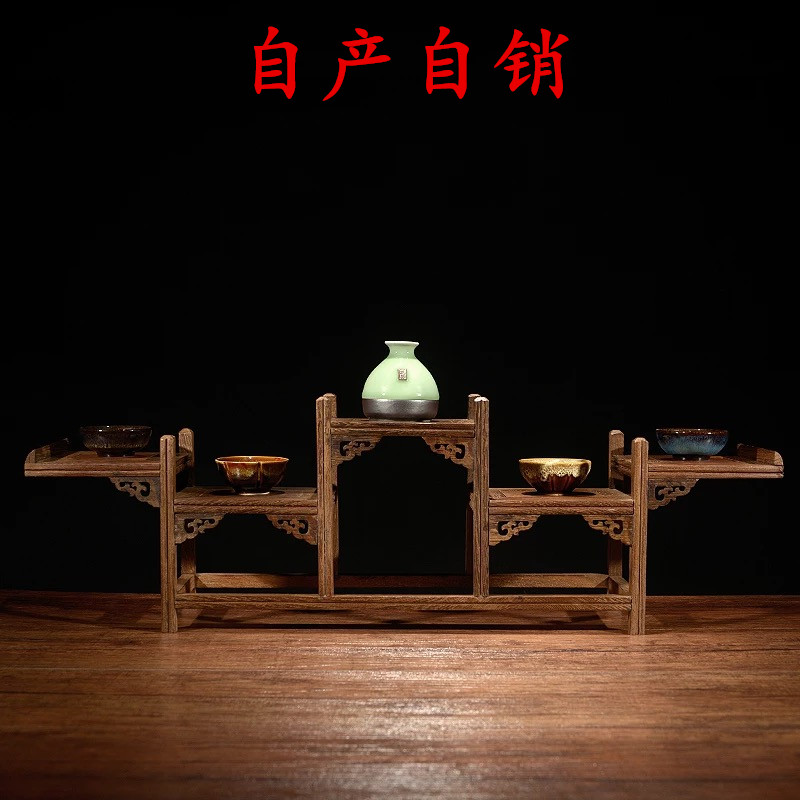 Teapot tea set shelf small Bogu shelf solid wood Chinese style small ornaments purple clay pot display rack chicken wing wood treasure Pavilion