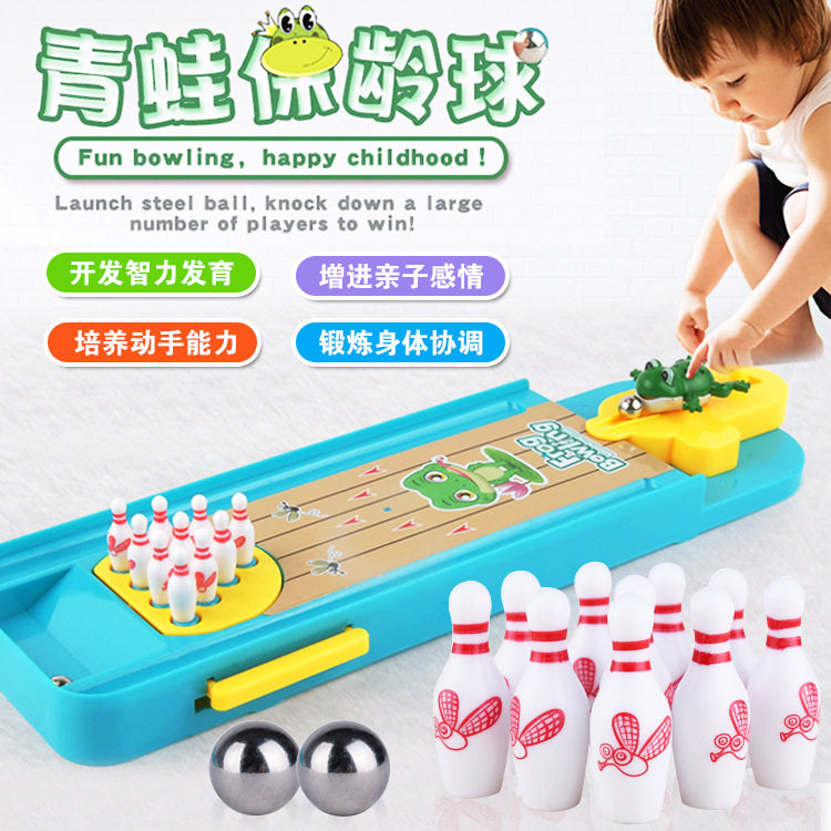 Puzzle Interactive Desktop Game Toy Frog Bowling Table Bowling Pinball Launching Table Board Game Toy