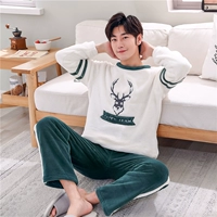 Đồ ngủ mùa đông nam mùa thu và mùa đông flannel dày thanh niên lông cừu san hô có thể được mặc bên ngoài dịch vụ nhà dài những kiểu đồ bộ đẹp