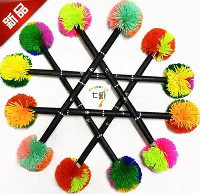 Colorful flower sticks old Beijing flower sticks sports goods middle-aged and elderly fitness students children wool flower floral headdress stick