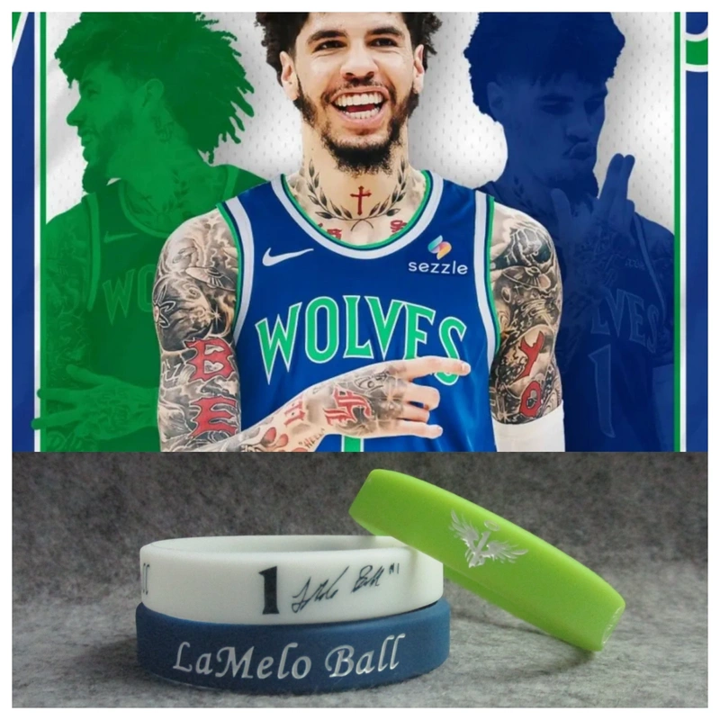 Basketball Star Timberwolves No. 1 Lamelo Ball's Signature Sports Bracelet Silicone Wristband Fan Accessory