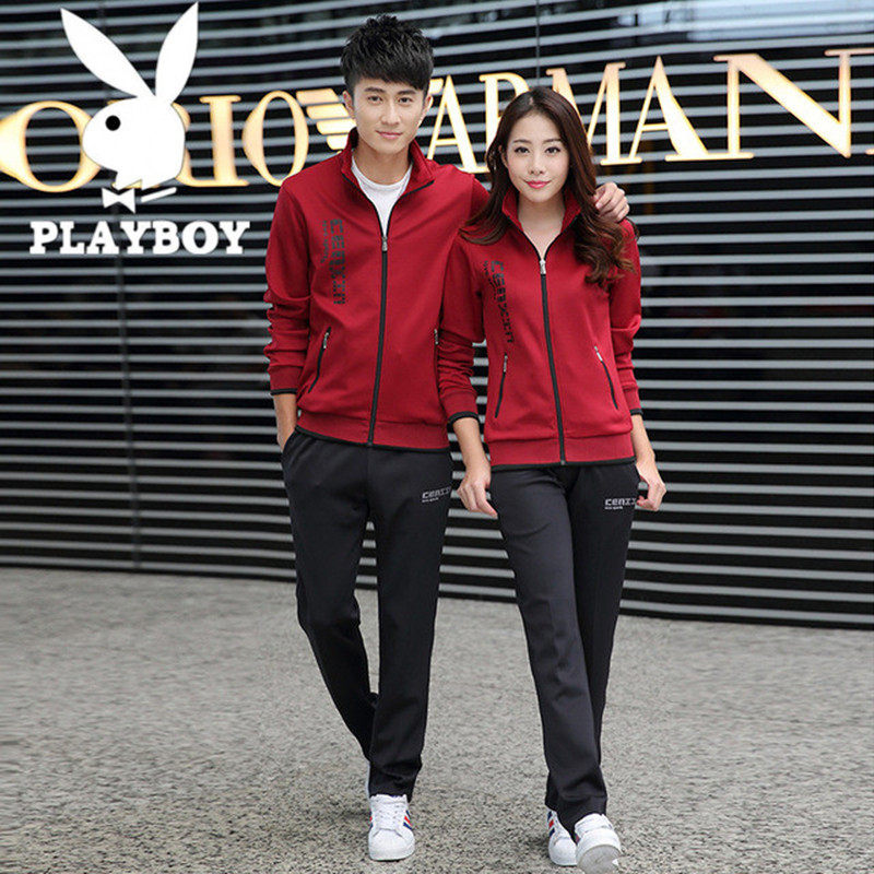 Flowers Playboy Lovers Sports Suit Casual Thick Cotton Outsuit Pants Men And Women Loose Casual Sportswear 2 Pieces