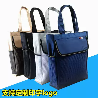 Large capacity A4 canvas pen business bag vertical men and women briefcase casual file bag custom printing