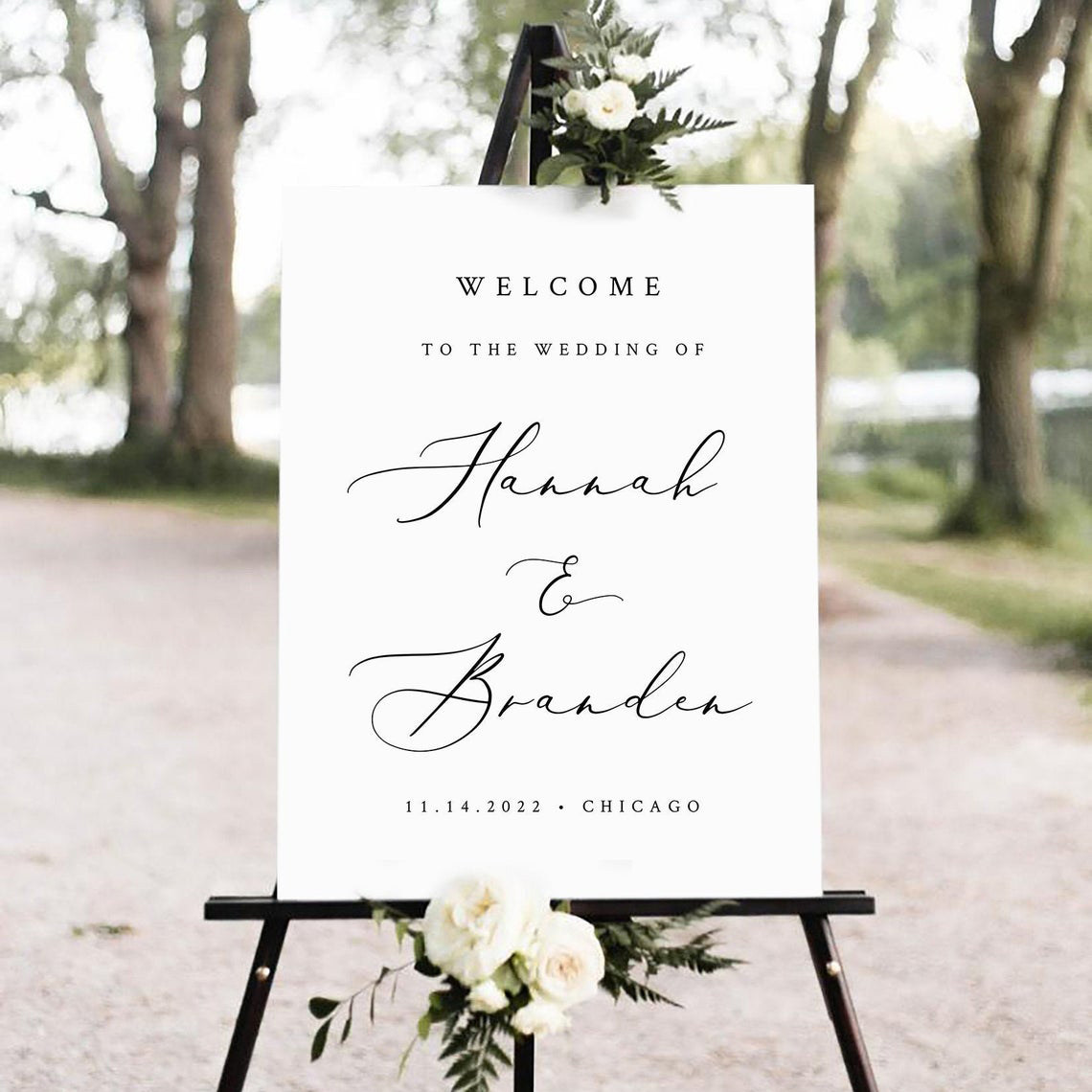 Outdoor wedding Floor-standing water card Engagement banquet Baby banquet Welcome card Flower shop coffee shop vertical welcome card white