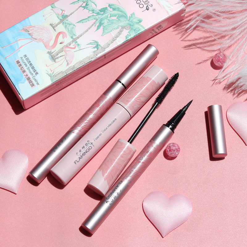 Flamingo mascara Eyeliner set combination Curl long does not fade Long-lasting sweat resistance does not smudge