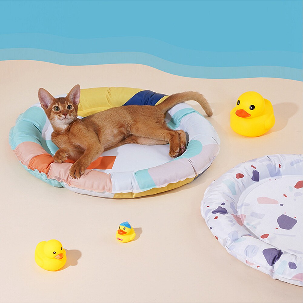 Summer high face value modern wind Puppy ice bed Abstract Cooling Abrasion Resistant Kitty Cool Cushion Ice Nest Pet Round Bed