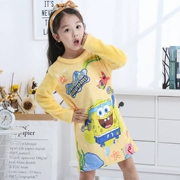 Cô gái bé gái váy ngủ trẻ em mùa thu và mùa đông cộng với nhung dày san hô lông cừu mỏng flannel phim hoạt hình bé