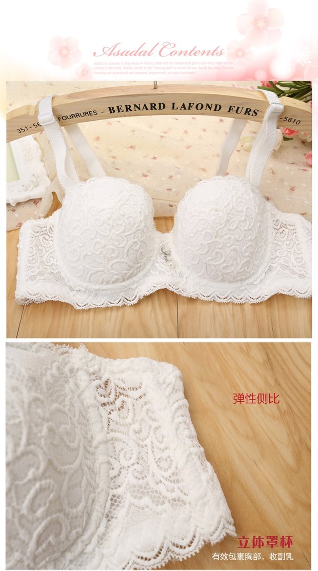 Mùa thu và mùa đông ren mỏng nửa cốc cotton nguyên chất kích thước lớn hai hàng khóa tập hợp đồ lót 1/2 cup áo ngực bằng thép mềm quần lót phụ nữ
