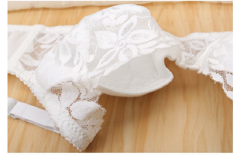 [Gửi và khóa dài] rắn màu ren 3 4 phần mỏng thoáng khí hai hàng khóa áo ngực tập hợp vú đồ lót