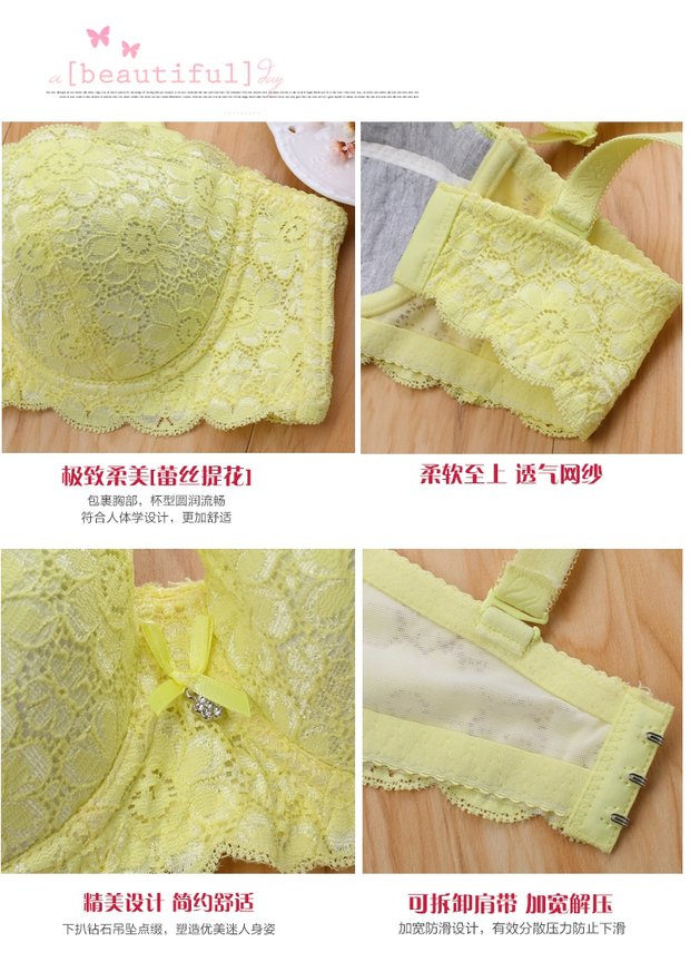 Đầm cotton lót mỏng phần B thoáng khí tập hợp ba hàng khóa một và một nửa ly áo lót thoải mái áo ngực su