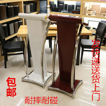 Hotel welcome desk reception desk simple modern host speech table white podium movable speaking counter