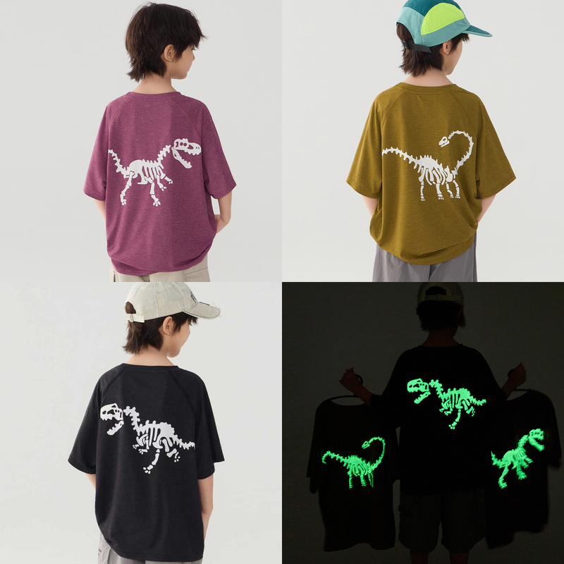 Boys and Girls Luminous Dinosaur Quick-Drying Short-Sleeved T-Shirt Kidsren's Sports Round Neck Summer Cool Thin Comfortable Long-Sleeved Top t Boys and Girls Luminous Dinosaur Quick-Drying Short-Sleeved T-Shirt Kidsren's Sports Round Neck Summer Cool Thin Comfortable Long-Sleeved Top t