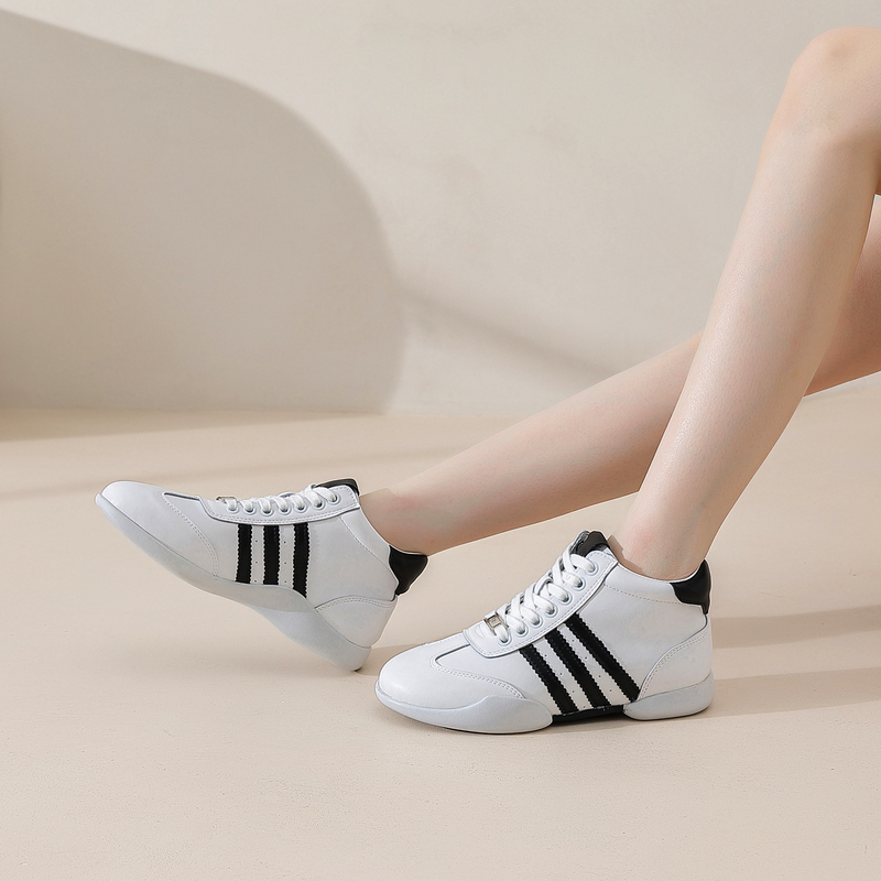Popular High-Top White Sneakers for Women 2025 Autumn New Lace-Up Comfortable Casual Shoes Trendy Genuine Leather Sports Running Shoes