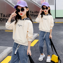 Girls  clothing net red suit 2021 autumn new Western style middle child big child little girl 12 autumn clothes ten years old