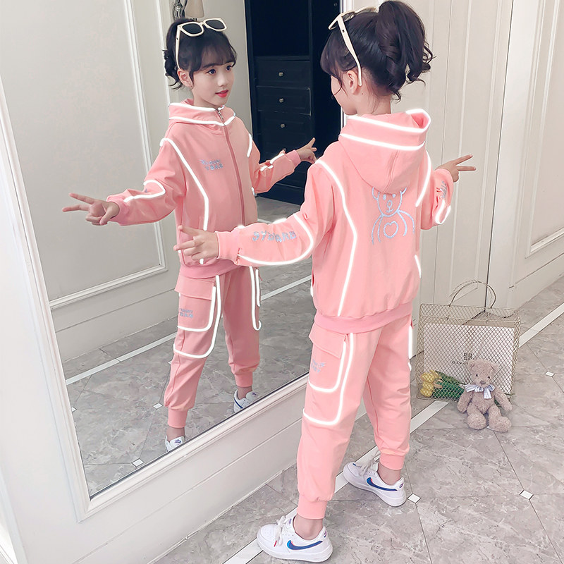 Girl Clothing Spring Clothing Suit 2022 New Foreign Palate Middle School Boy Ten-year-old Girl Clothes Trendy Spring Autumn