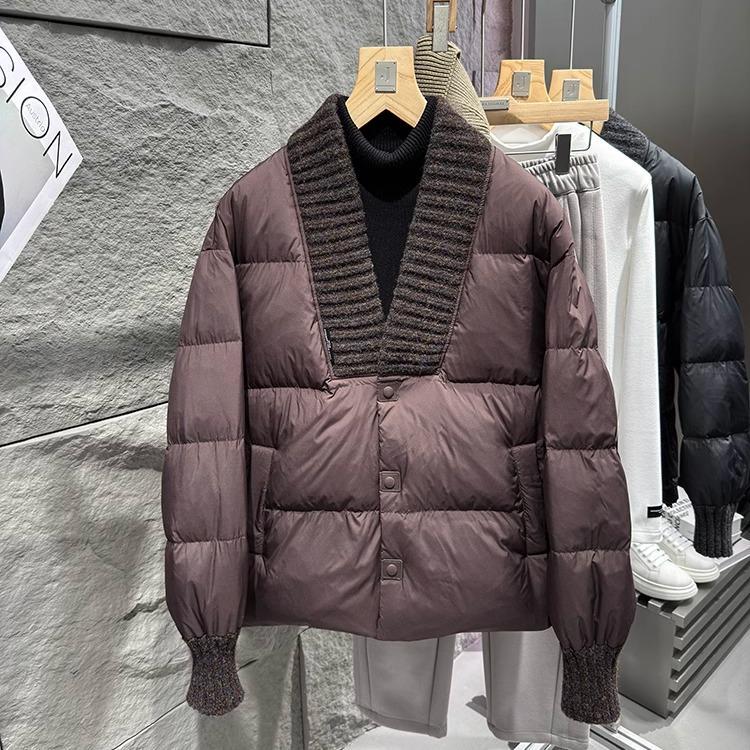 High-Quality Store Product! Made in Hangzhou! 90% White Duck Down, Quick-Drying Knit Patchwork Cardigan Men's down Jacket 7105 High-Quality Store Product! Made in Hangzhou! 90% White Duck Down, Quick-Drying Knit Patchwork Cardigan Men's down Jacket 7105