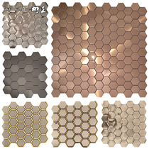 Metal stainless steel hexagonal mosaic tile background wall entrance shop bathroom art hexagonal wall stickers