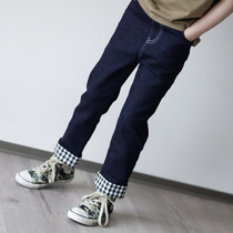 Persimmon (spot) knock soft and wear Universal Match Classic Japanese splicing jeans ~ Insect Sound home
