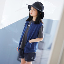 Persimmon childrens clothing ~ (spot) Joker soft and glutinous casual academic wool open vest ~ Insect Sound home
